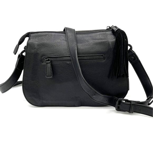 La Diva Crossbody Bag Purse Suede Leather Tasseled Boho Minimalist Grunge Gothic - Picture 2 of 16